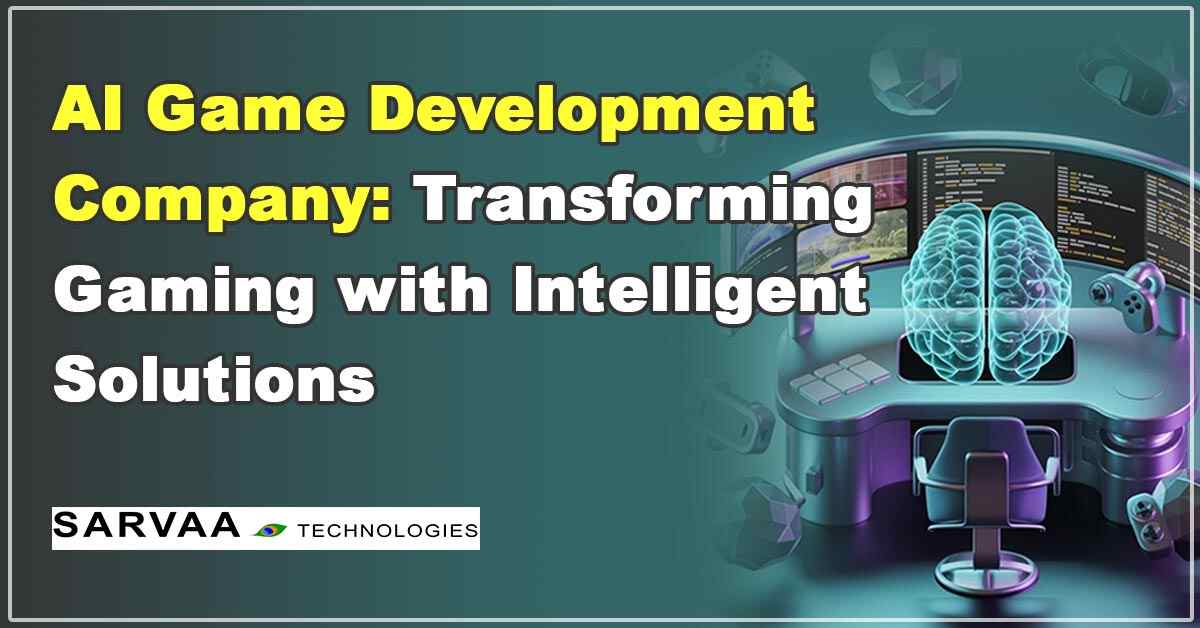 AI game development concept showing futuristic gaming and technology services detail by Sarvaa Technologies